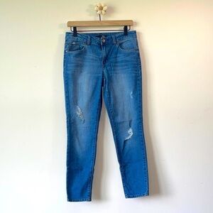 1822 Denim Medium Blue Ripped Skinny Jeans